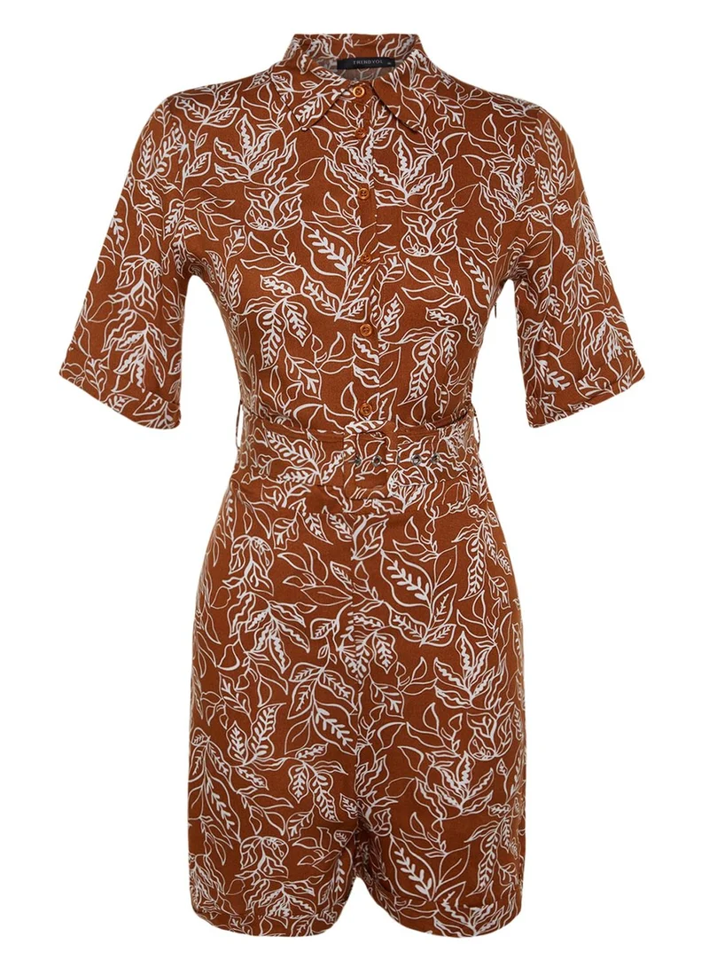 trendyol Floral Printed Belted Playsuit