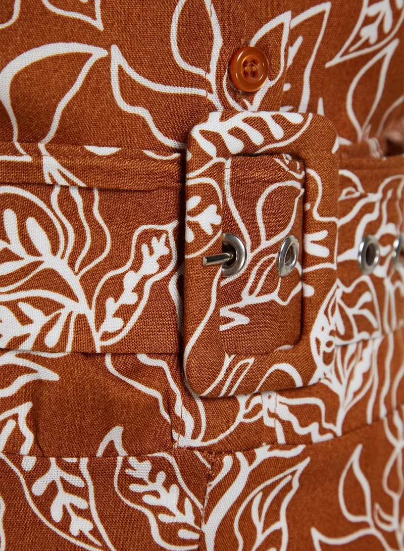 trendyol Floral Printed Belted Playsuit