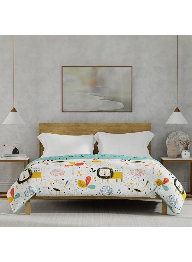 Urban Space Urban Space 100% Cotton Reversible Dohar for Single Bed, AC Blanket Single Bed Size, Soft Light-Weight 3 Layered Bed Blanket (Lion King Off White, Single- 58 x 95 Inch)  - Image 2