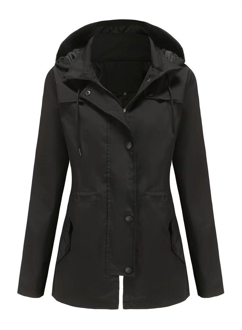 Loquat Autumn Winter Women's Hooded Windbreaker Casual Coat  - Image 1