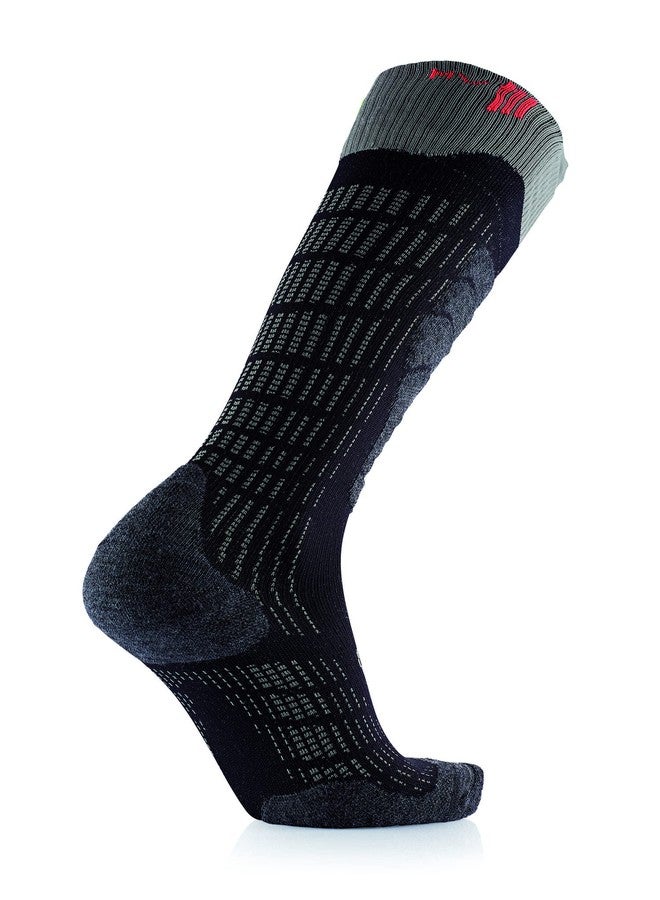Sidas Standard Sweat-Wicking Fall/Winter Warm Soft Merino Wool Knee-Length Comfort Socks for Skiing, Black/Gray, 12-13.5 - Image 4