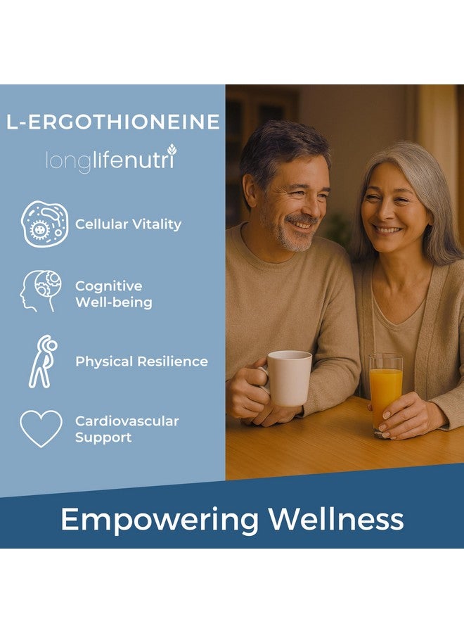 LongLifeNutri L-Ergothioneine 25mg - 120 Vegetarian Capsules, 4-Month Supply, Antioxidant Supplement for Wellness Routine, GMP Certified, Made in USA - Image 3