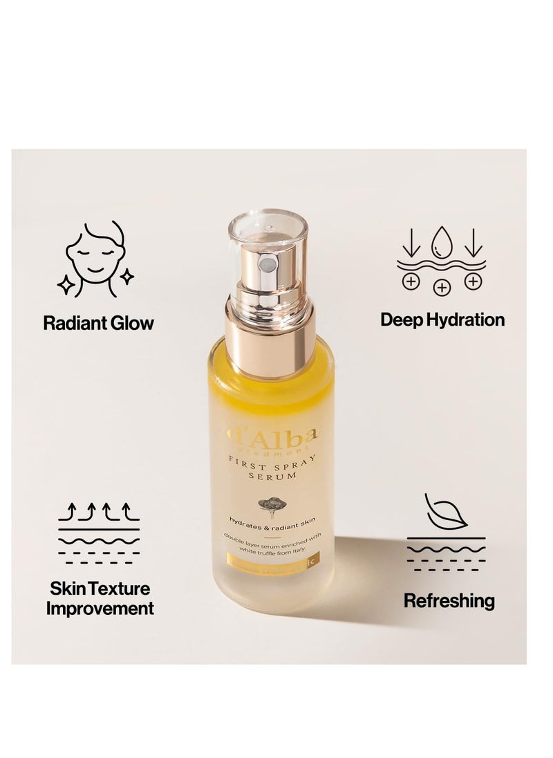 d'Alba - d'Alba Italian White Truffle First Spray Serum, Vegan Skin Care, Hydrating Face Moisturizer, Glow Serum for Radiant Skin, Non Comedogenic, All In One Mist, Korean Skin Care (1.69 fl oz.) - Image 1