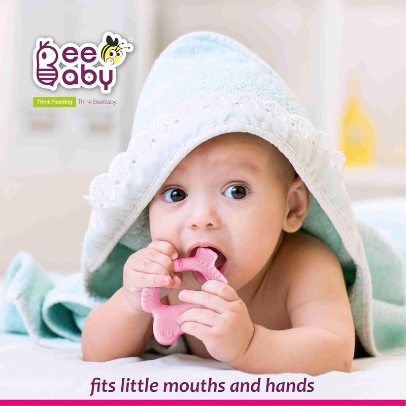 Beebaby عضاضات للأطفال من 6 إلى 12 شهرًا خالية من BPA. عضاضة مائية مبردة للأطفال، لعبة عضاضة ناعمة للأطفال مع حقيبة حمل، تهدئ اللثة وسهلة الإمساك. خالية تمامًا من BPA و PVC. (ضفدع وبومة - وردي_أخضر، عبوة من 2) - Image 4