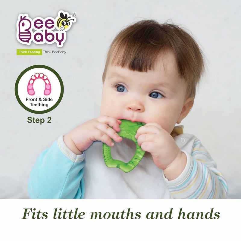 Beebaby عضاضات للأطفال من 6 إلى 12 شهرًا خالية من BPA. عضاضة مائية مبردة للأطفال، لعبة عضاضة ناعمة للأطفال مع حقيبة حمل، تهدئ اللثة وسهلة الإمساك. خالية تمامًا من BPA و PVC. (ضفدع وبومة - وردي_أخضر، عبوة من 2) - Image 5