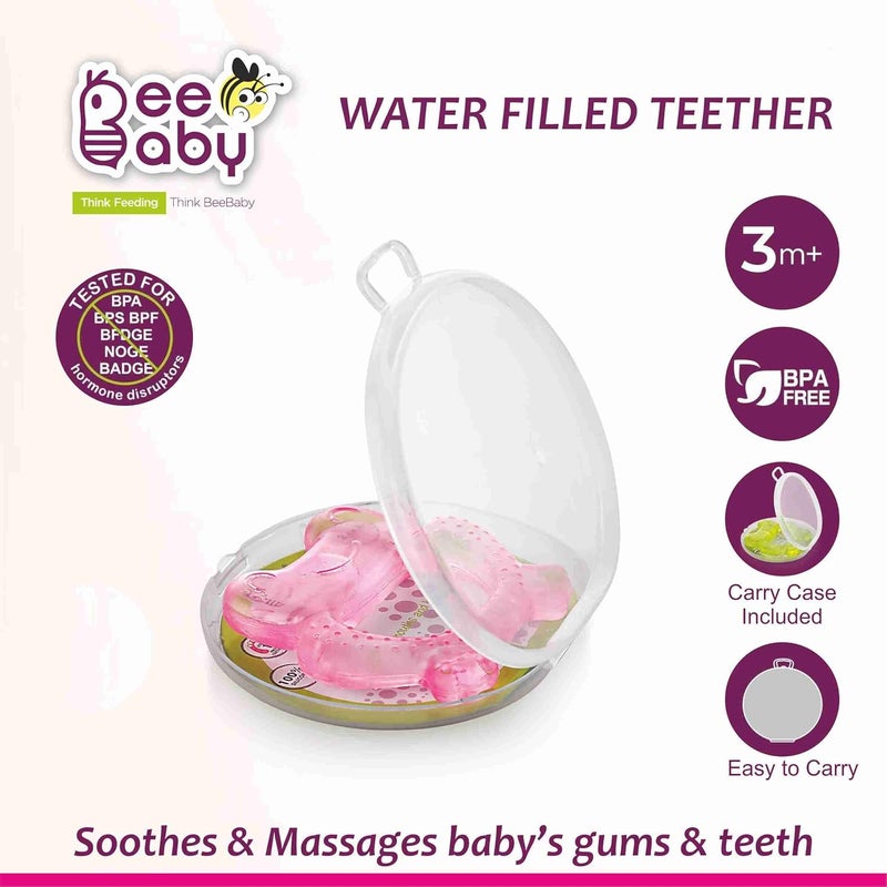 Beebaby عضاضات للأطفال من 6 إلى 12 شهرًا خالية من BPA. عضاضة مائية مبردة للأطفال، لعبة عضاضة ناعمة للأطفال مع حقيبة حمل، تهدئ اللثة وسهلة الإمساك. خالية تمامًا من BPA و PVC. (ضفدع وبومة - وردي_أخضر، عبوة من 2) - Image 3