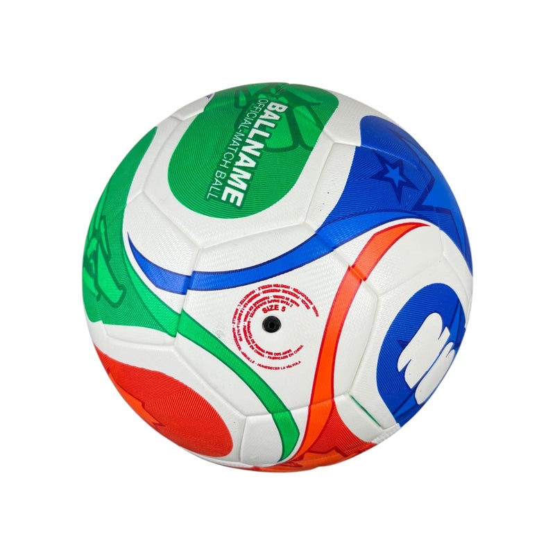 M D Stay Fit MD Stay Fit Original Professional Match Soccer Ball Multi Color Design with Pink Green Blue Yellow Panels Size Competition Football - Image 2