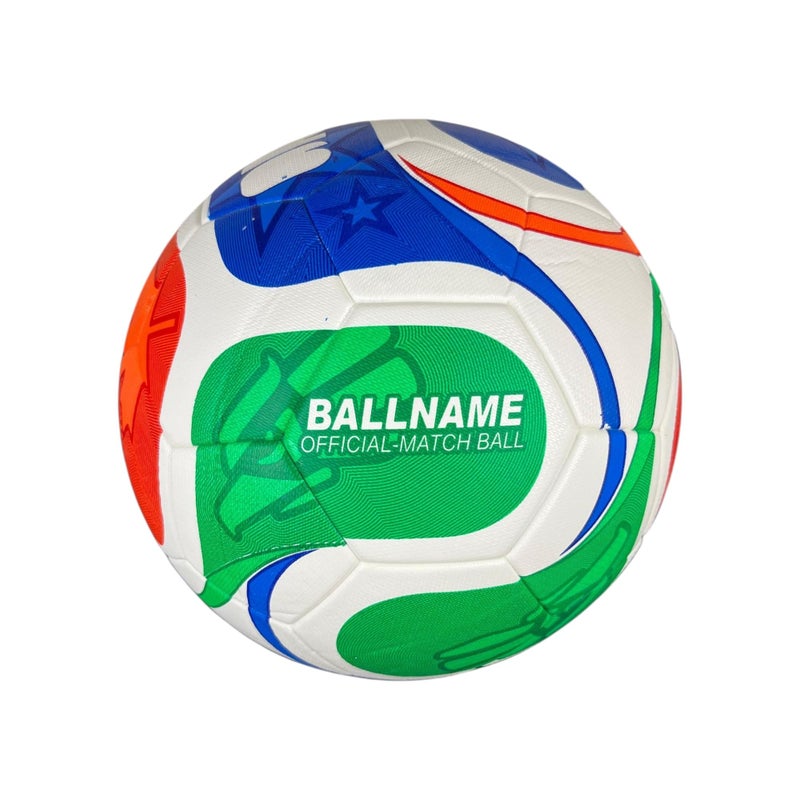 M D Stay Fit MD Stay Fit Original Professional Match Soccer Ball Multi Color Design with Pink Green Blue Yellow Panels Size Competition Football - Image 1
