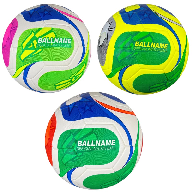 M D Stay Fit MD Stay Fit Original Professional Match Soccer Ball Multi Color Design with Pink Green Blue Yellow Panels Size Competition Football - Image 3