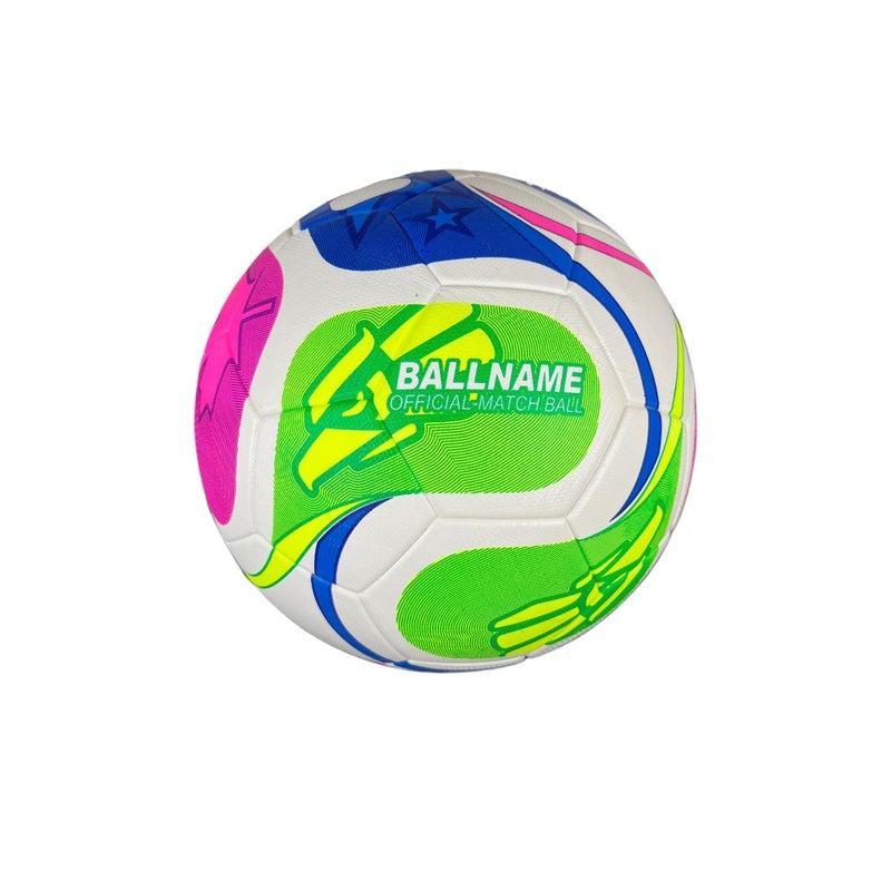 M D Stay Fit MD Stay Fit Original Professional Match Soccer Ball Multi Color Design with Pink Green Blue Yellow Panels Size Competition Football - Image 4