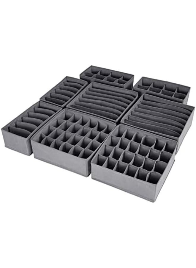 8 Set Drawer Underwear Organizer Divider Fabric Foldable Dresser Storage Basket Organizers And Storage Bins For Storing Bra Ties Lingerie Undies Sock Panty Belts Clothes Scarves (8 Pack Grey) - Image 1