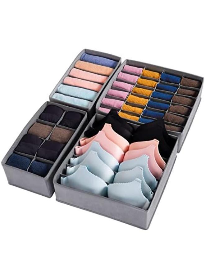8 Set Drawer Underwear Organizer Divider Fabric Foldable Dresser Storage Basket Organizers And Storage Bins For Storing Bra Ties Lingerie Undies Sock Panty Belts Clothes Scarves (8 Pack Grey) - Image 5