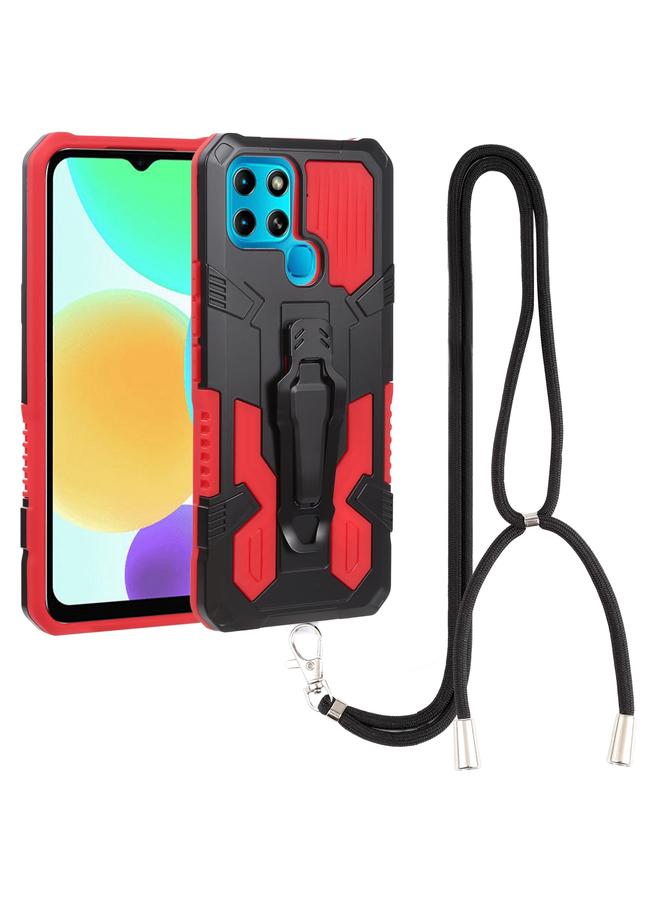 Zaboon Case For Infinix Smart 6 Armor Warrior Shockproof PC + TPU Lanyard Phone Case - Image 1