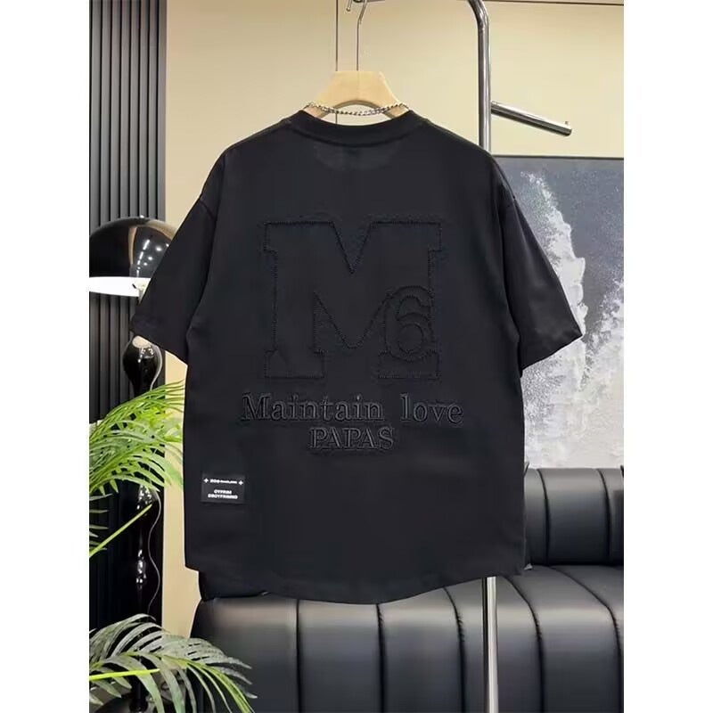 Popular Ins Artistic New Fashionable All-Match Unbranded Summer Trendy Brand Letter Embroidered Short-Sleeved T-Shirt Men'S Fashion - Image 3