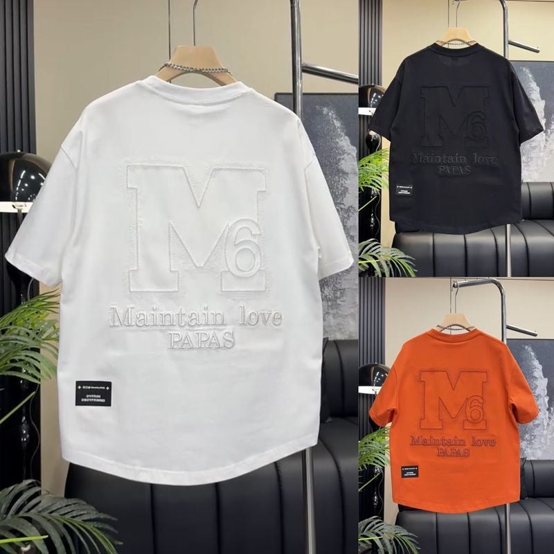Popular Ins Artistic New Fashionable All-Match Unbranded Summer Trendy Brand Letter Embroidered Short-Sleeved T-Shirt Men'S Fashion - Image 4