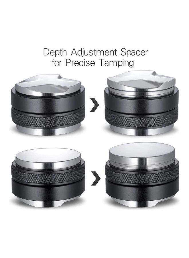 NIBEMINENT Adjustable Depth Tamper Espresso Coffee Distribution Tool Black/Silver - Image 2