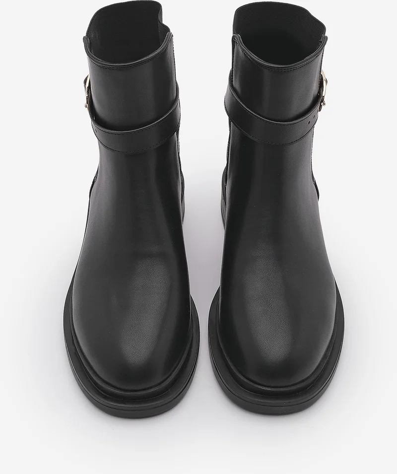 MARJIN Women's Gold Buckle Elastic Casual Boots Rodop