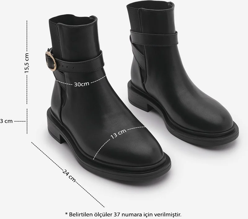 MARJIN Women's Gold Buckle Elastic Casual Boots Rodop