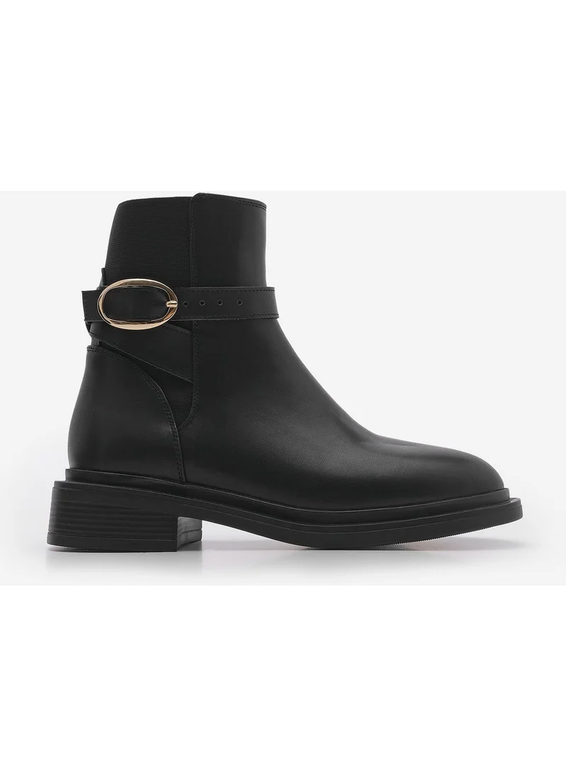 MARJIN Women's Gold Buckle Elastic Casual Boots Rodop