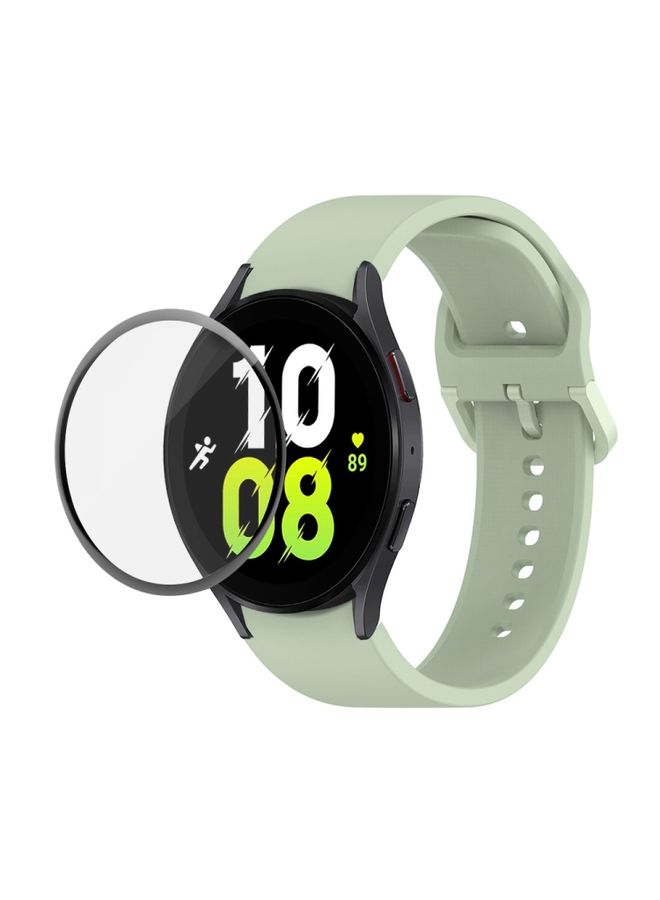 Replacement Strap For Samsung Galaxy Watch5 44mm JUNSUNMAY Silicone Adjustable Strap + Full Coverage PMMA Screen Protector Kit Light Green