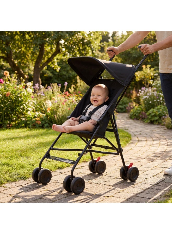 Lightweight Umbrella Stroller with Adjustable Sun Canopy and Secure Safety Harness - Image 3