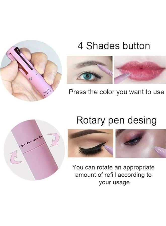 Generic 4 in 1 Makeup Pen 01, Eye Liner, Brow Liner, Lip Liner and Highlighter Pen, Waterproof All in One for Eye, Multi-Function Makeup Beauty Pencil (Pink)  - Image 4