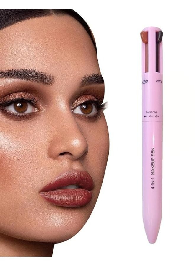 Generic 4 in 1 Makeup Pen 01, Eye Liner, Brow Liner, Lip Liner and Highlighter Pen, Waterproof All in One for Eye, Multi-Function Makeup Beauty Pencil (Pink)  - Image 2