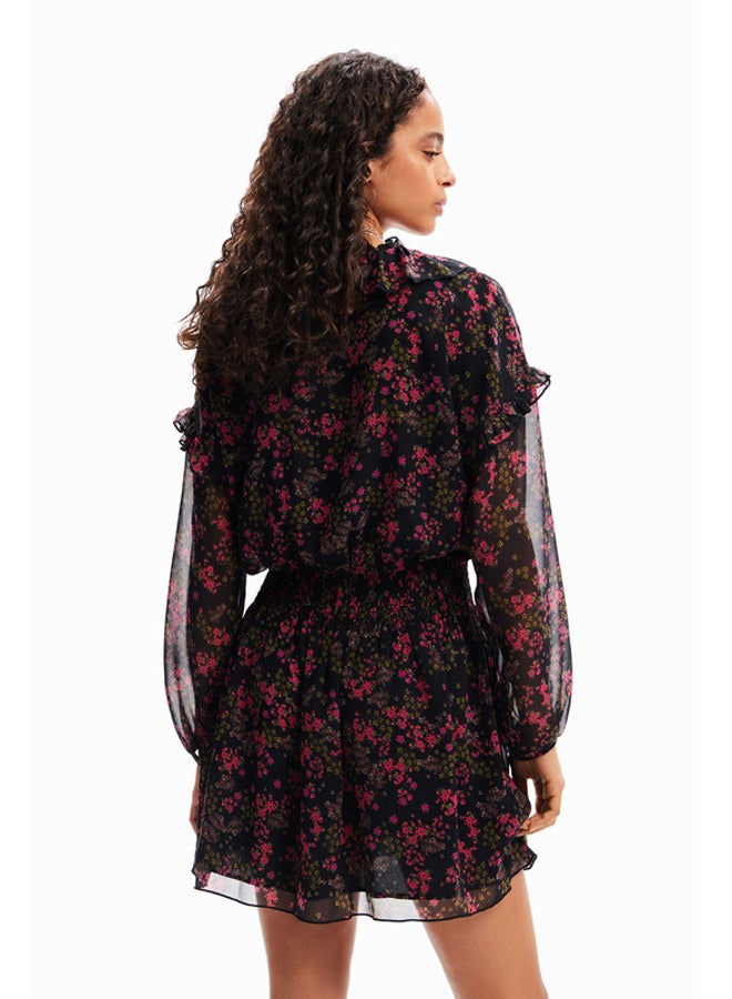 DESIGUAL فستان قصير من الشيفون الزهري  - Image 4
