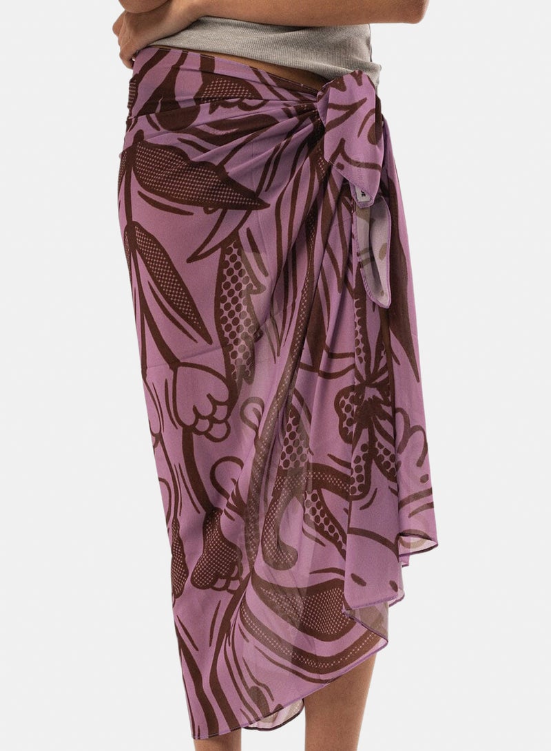Lilac Printed Chiffon Flowy Wrap