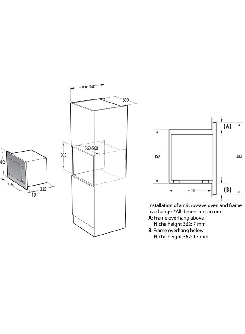 جنرال جولدن فرن ميكروويف جنرال جولدن 30 لتر مدمج، شواية، تحكم رقمي، 1450 واط، سطح فولاذي كامل. لون أسود - Image 2