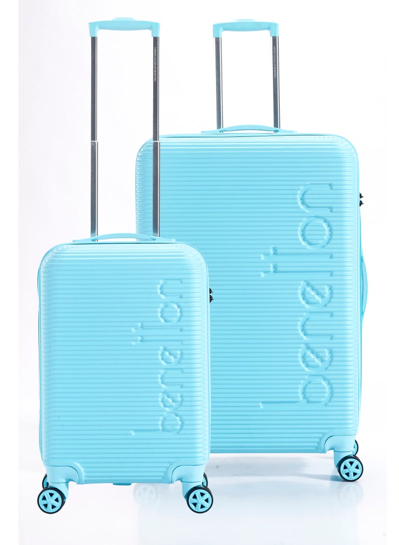 UNITED COLORS OF BENETTON BNTA-204 Set of 2 Luggage with TSA Lock | Material- Acrylonitrile Butadiene Styrene| Adjustable Trolley Handle | Smooth Dual Wheels 360degree rotation | 20/28 inch | Light Blue - Image 1