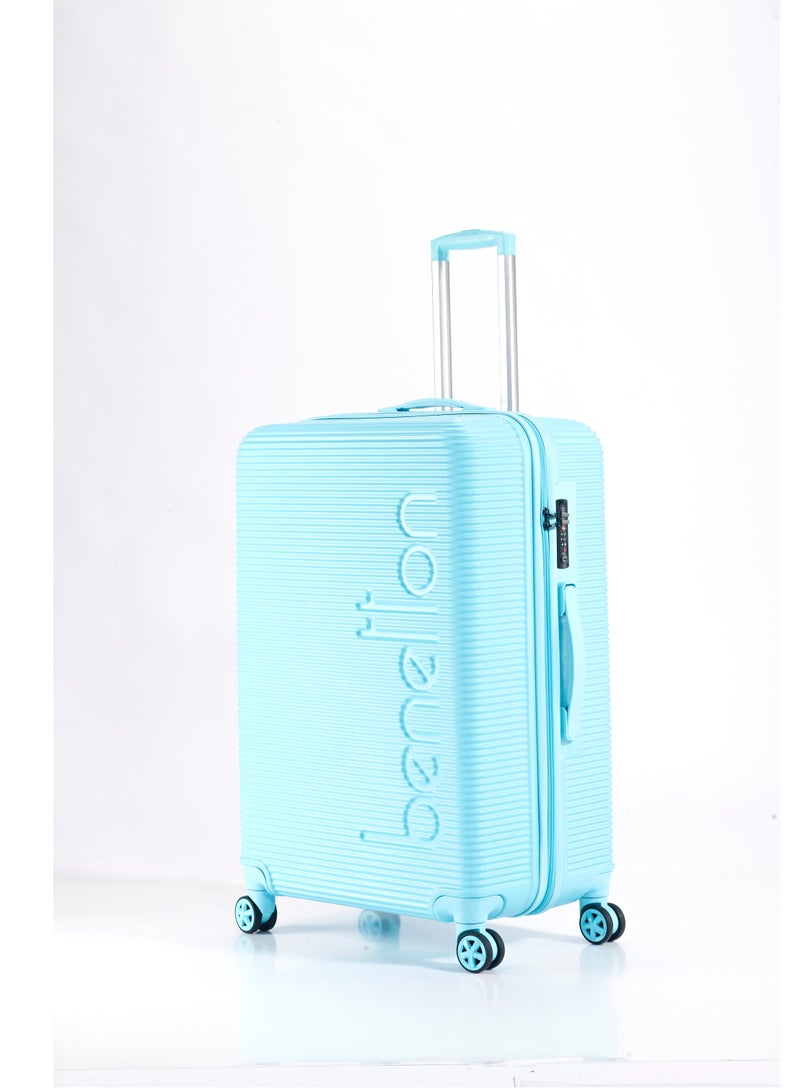 UNITED COLORS OF BENETTON BNTA-204 Set of 2 Luggage with TSA Lock | Material- Acrylonitrile Butadiene Styrene| Adjustable Trolley Handle | Smooth Dual Wheels 360degree rotation | 20/28 inch | Light Blue - Image 3