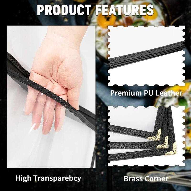 IVWNNN 8.5 x 11 Inch Menu Covers 6 Pack Double Stitched Menu Sleeves 4 Pages / 8Views Menu Holder Crystal Clear Vinyl Protection Easy-Insert Design for Bar Cafe Restaurant Menu Covers - Image 4
