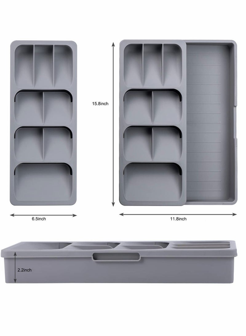 Y&D Silverware Organizer Storage Tray,Cutlery Expandable for Kitchen Drawer Holding Flatware Spoons Forks - Image 2