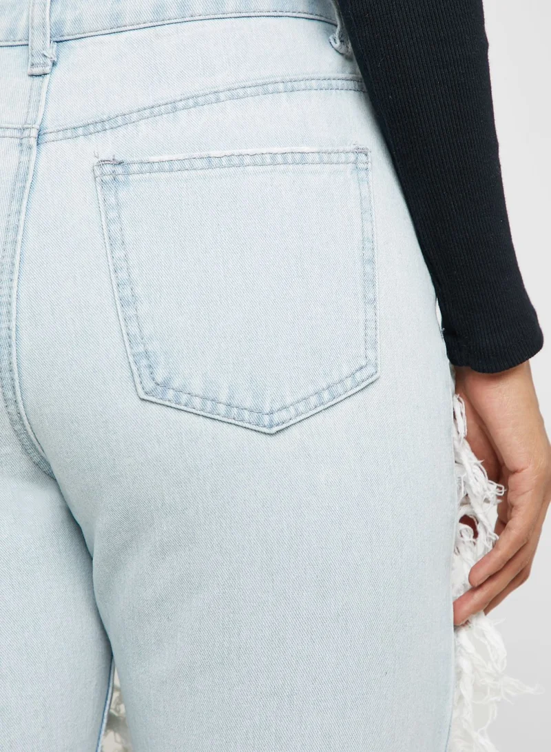 Missguided Riot High Rise Ripped Mom Jeans