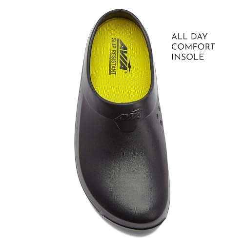 Avia Flame Slip Resistant Clogs for Women, Slip On Work Shoes for Food Service, Garden, or Nursing - Black, 7 Medium - Image 4