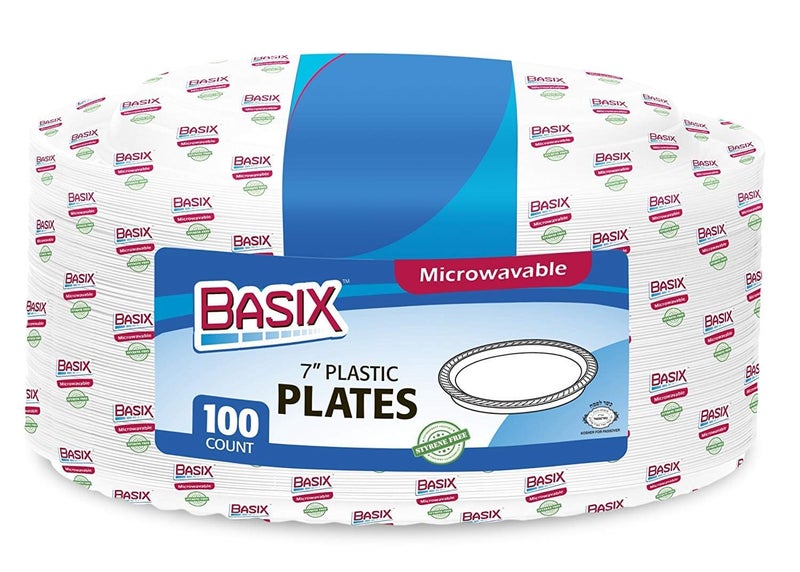 Basix [200 Count] Basix Disposable 7 inch White Plastic Luncheon Plates  Microwavable  Great For Events  Home  Office  Wedding  Parties  or Everyday Use  2 Packs - Image 3