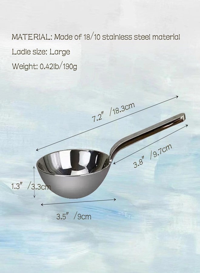 ZDFQly Heavy-Duty Ladle (Short Handle) Big Spoon 18/10 Stainless Steel Ladle for Serving, 7.1 inch, 1Pack (Silver) - Image 2