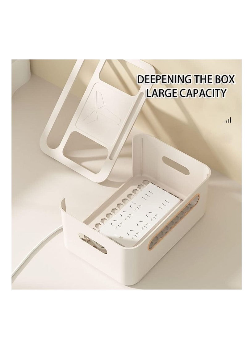 Wireless Router Storage box Power Strip Cord Storage box Multifunctional Cable Management Box for WiFi Router Set-top and Sockets (3Layer,Apricot)  - Image 4