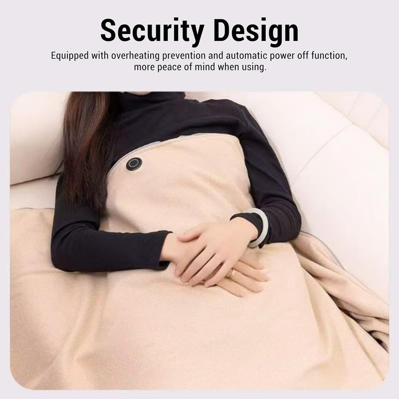 Heated Blanket Beige Fast Heating Overheat Prevention Auto Off Ultra Soft Electric Throw for Cold Winter Days Plush Cloth - Image 3