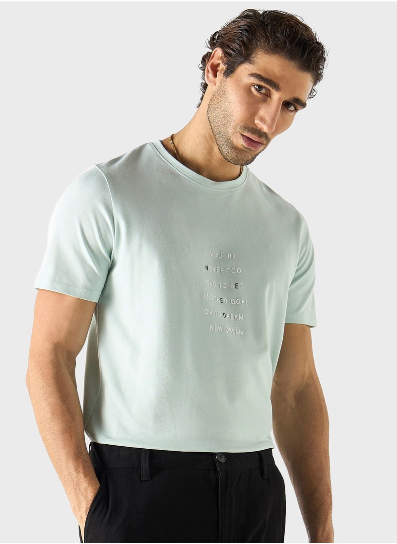 Iconic Slogan Print Crew Neck T-Shirt  - Image 1