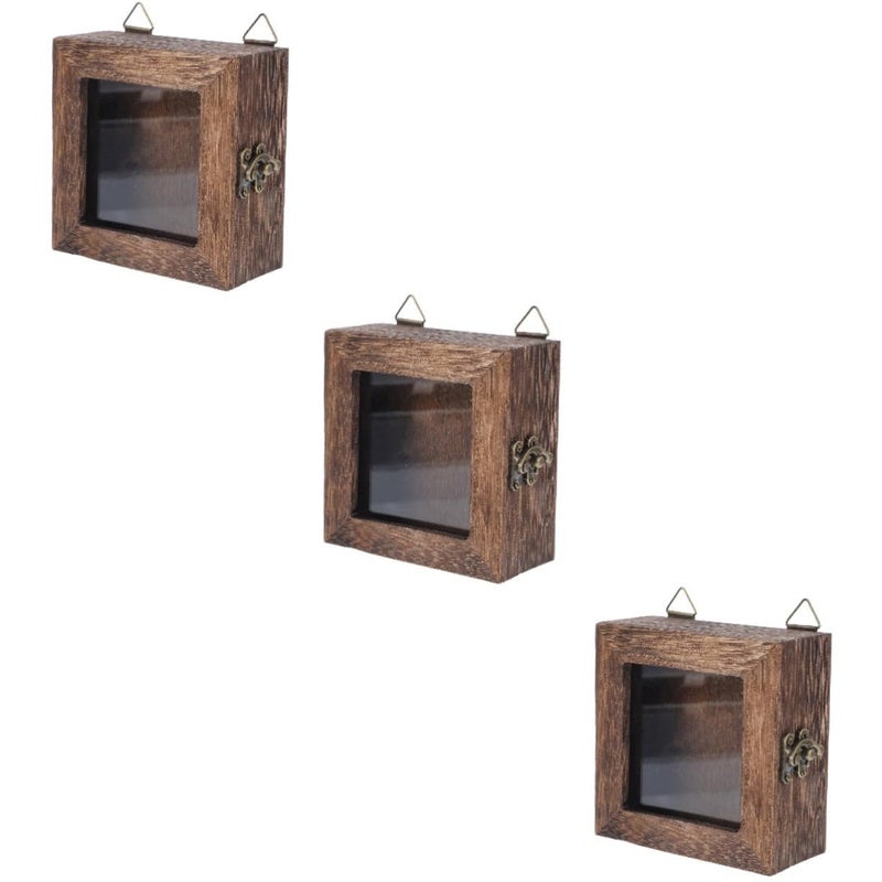 3 Pcs Insect Display Box Retro Lid Frame Multi Functional Storage for Specimens Dried Flowers Jewelry Keepsakes Home Decor Wood - Image 2