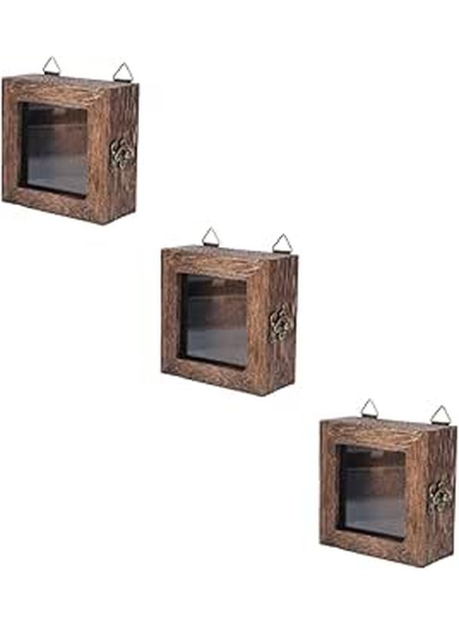 3 Pcs Insect Display Box Retro Lid Frame Multi Functional Storage for Specimens Dried Flowers Jewelry Keepsakes Home Decor Wood - Image 1