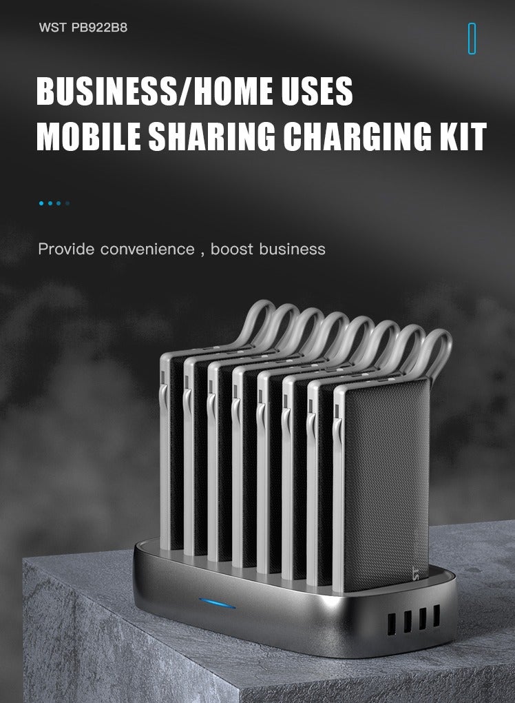 WST Powerbanks Charger Station 8in1 Portable Battery Pack Built In Cable Compatible with Lightning USB-C Micro USB Fast Charging Compact Slim 10000mah Compatible with iPhone Samsung iPad (Black) - Image 2