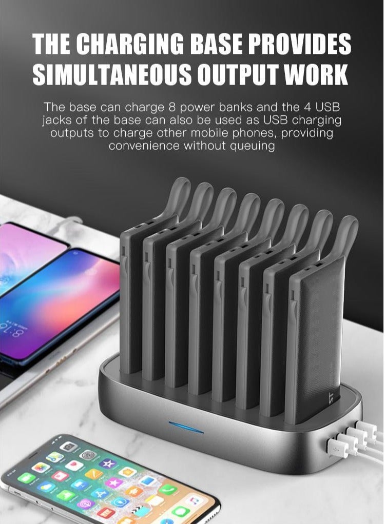 WST Powerbanks Charger Station 8in1 Portable Battery Pack Built In Cable Compatible with Lightning USB-C Micro USB Fast Charging Compact Slim 10000mah Compatible with iPhone Samsung iPad (Black) - Image 3