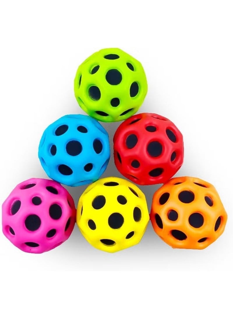 6 Pack Space Moon Balls, Super High Bouncing Ball, Pop Sounds Meteor Space Ball, Pop Bouncing Ball Rubber Bounce Ball for Kids Adults, Sport Training Ball for Indoor and Outdoor - Image 1