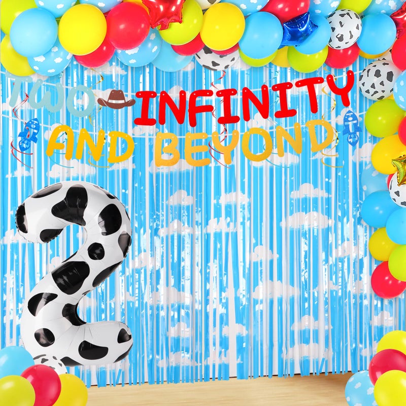 RANERVZ Two Infinity And Beyond Banner Cartoon Story 2Nd Birthday Party Decorations Toy Inspired Game Kids 2Nd Birthday Banner Party Supplies - Image 5
