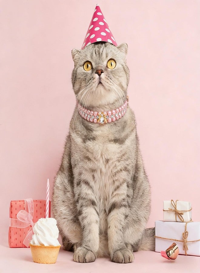 HOWWFALY Dog Cat Pearl Collars with Spider Crystal Rhinestone PU Leather Collars Necklace Adjustable Collar Dog Chain Cat White Pearl Pet Collar for Small Medium Pets - Image 4