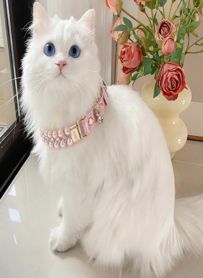 HOWWFALY Dog Cat Pearl Collars with Spider Crystal Rhinestone PU Leather Collars Necklace Adjustable Collar Dog Chain Cat White Pearl Pet Collar for Small Medium Pets - Image 3