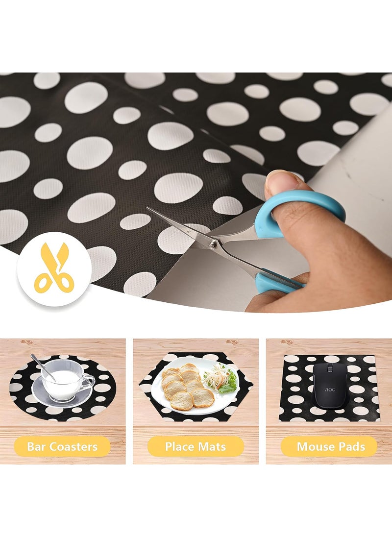 Kuber Industries Kuber Industries 5 Meters Waterproof & Durable Kitchen Mats for Shelf Liner Roll | Wipeable Fridge Sheets for Shelves Cabinet Drawer | Polka Dots Grey - Black  - Image 4